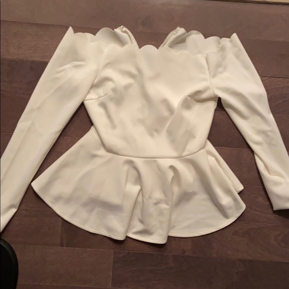off the shoulder scalloped top